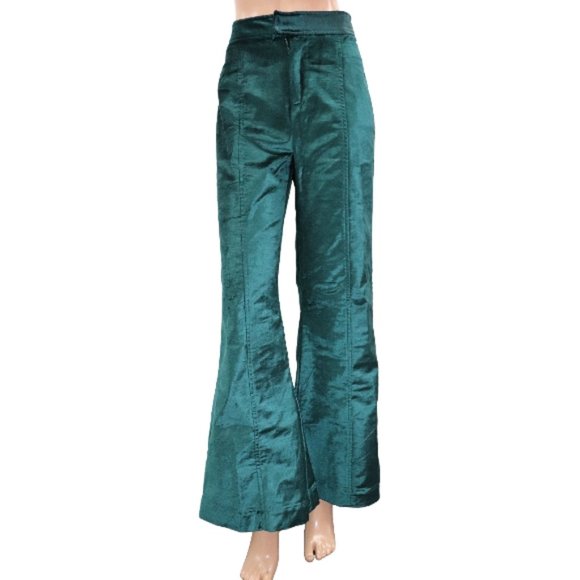 FREE PEOPLE WOMEN'S WALK WITH YOU VELVET FLARE TROUSERS JADE 10 - Picture 2 of 8